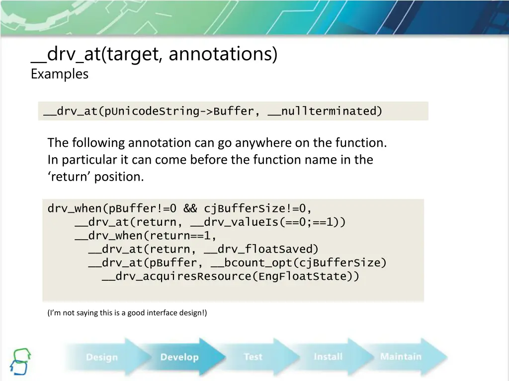 drv at target annotations examples