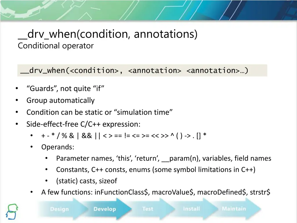 drv when condition annotations conditional