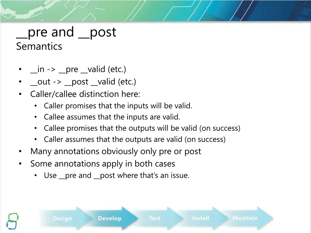 pre and post semantics