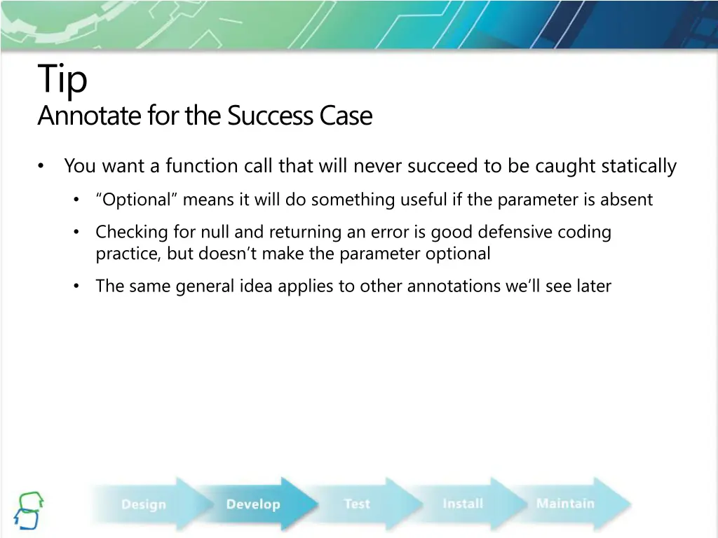 tip annotate for the success case