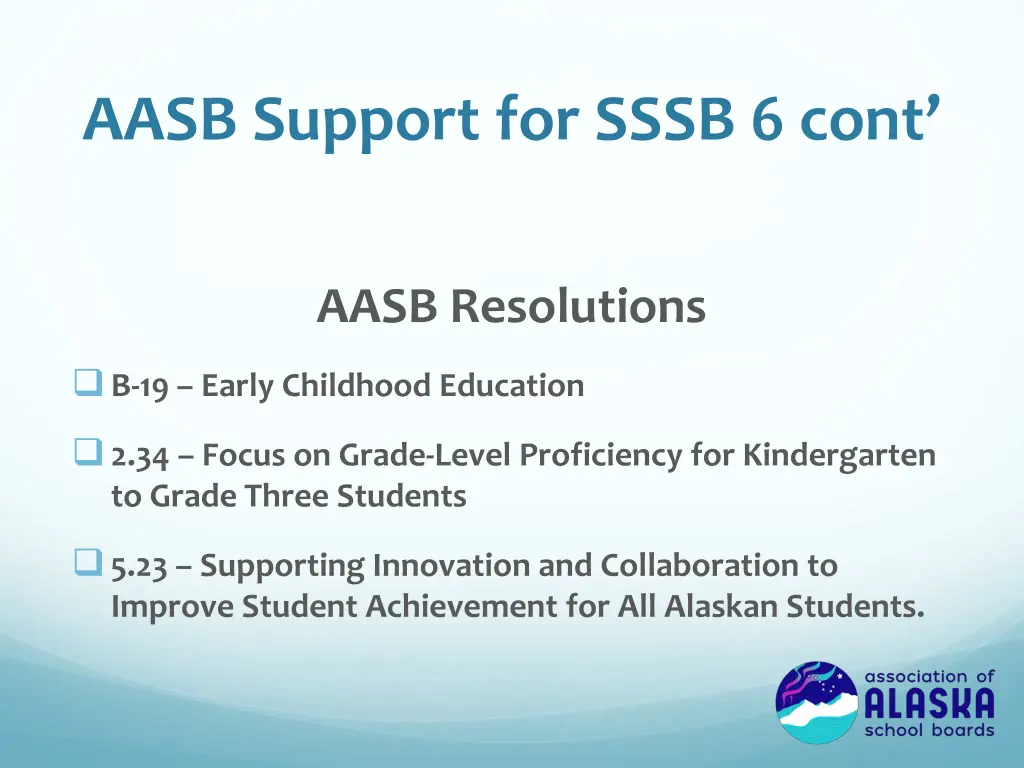 aasb support for sssb 6 cont