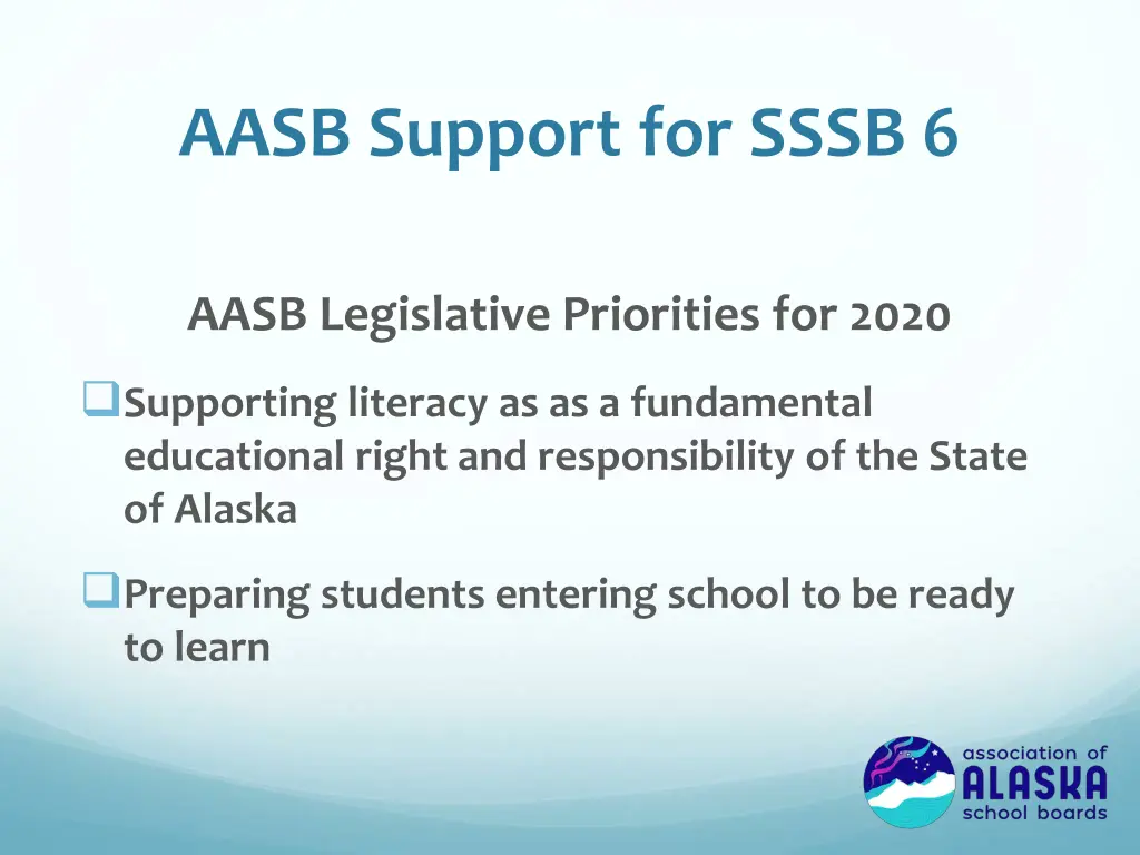 aasb support for sssb 6