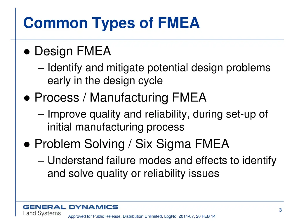 common types of fmea