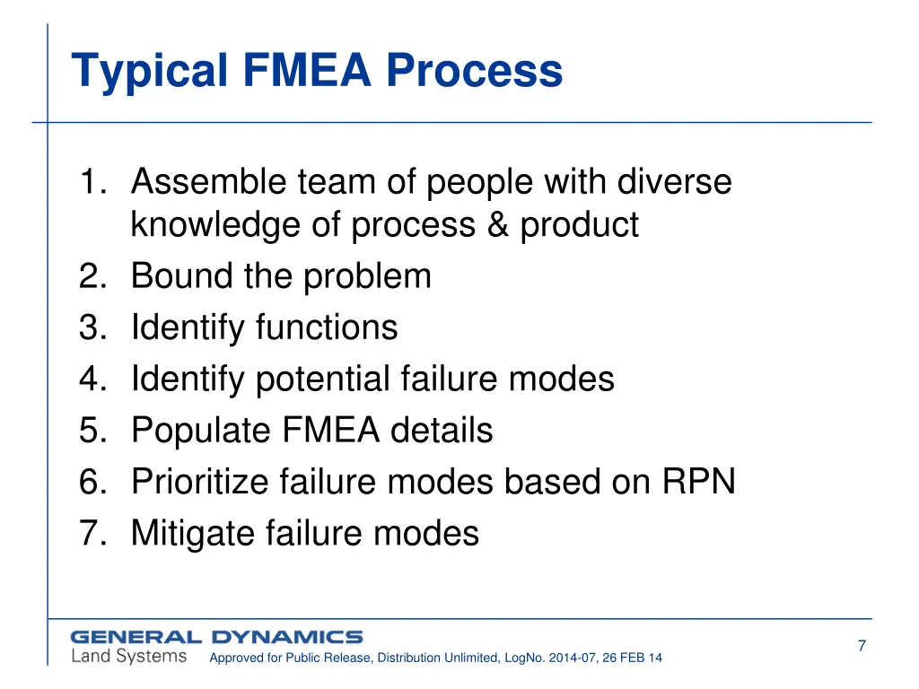 typical fmea process