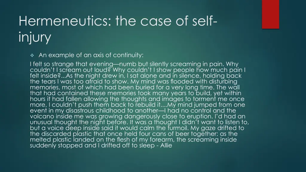 hermeneutics the case of self injury 1