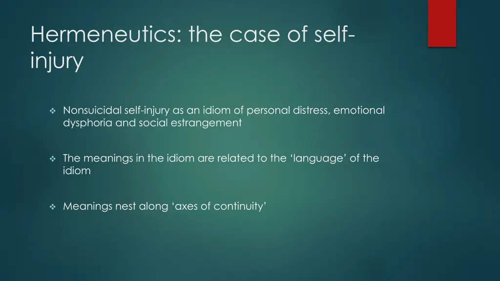 hermeneutics the case of self injury