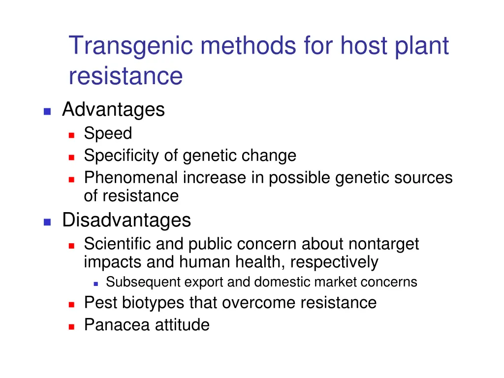 transgenic methods for host plant resistance