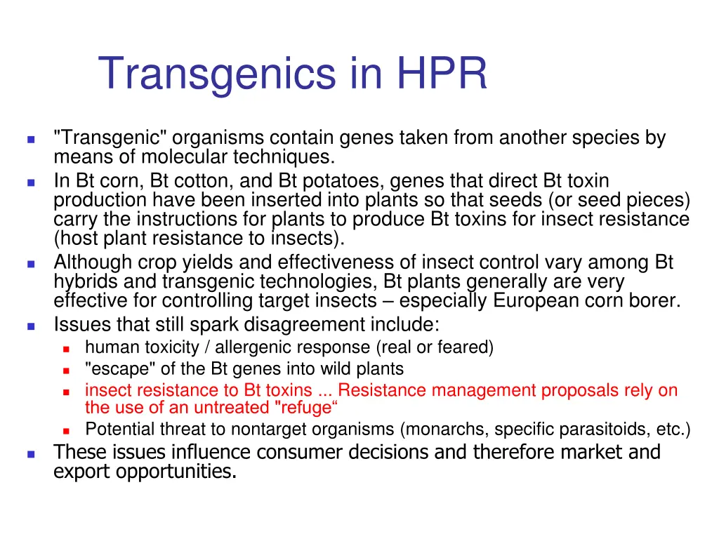 transgenics in hpr