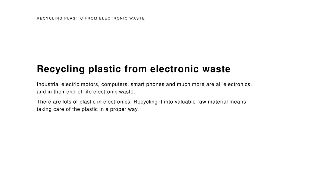 recycling plastic from electronic w aste