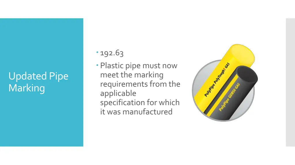 192 63 plastic pipe must now meet the marking