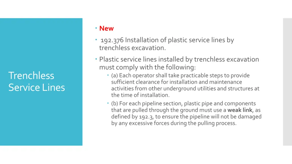 new 192 376 installation of plastic service lines