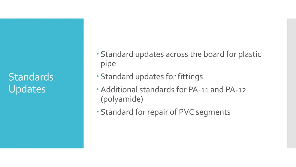 standard updates across the board for plastic