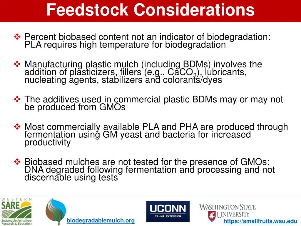 feedstock considerations