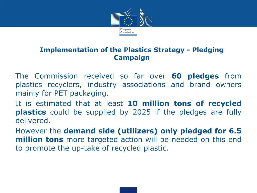 implementation of the plastics strategy pledging