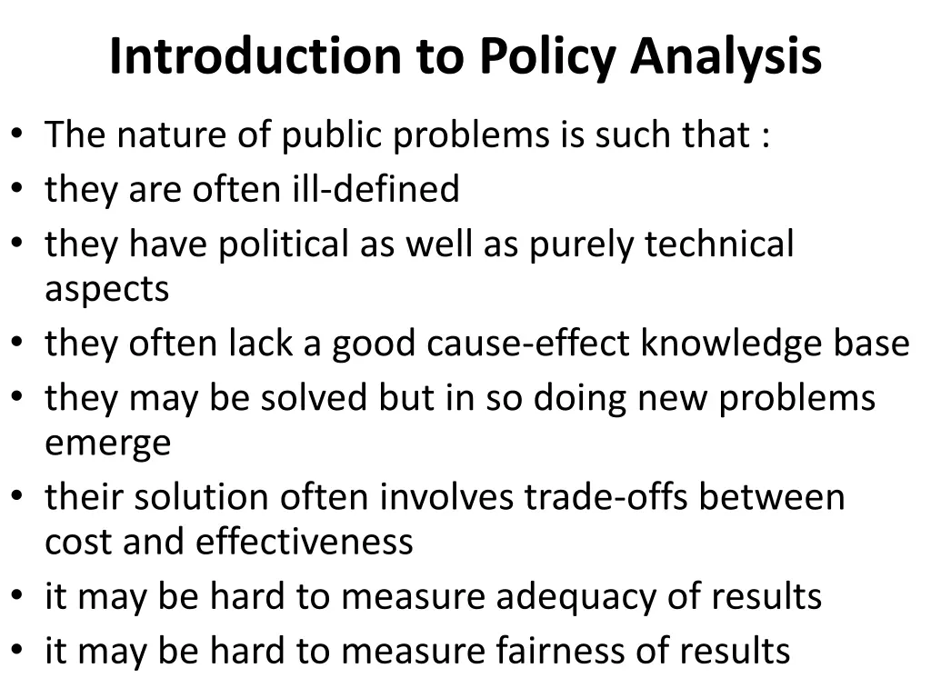 introduction to policy analysis