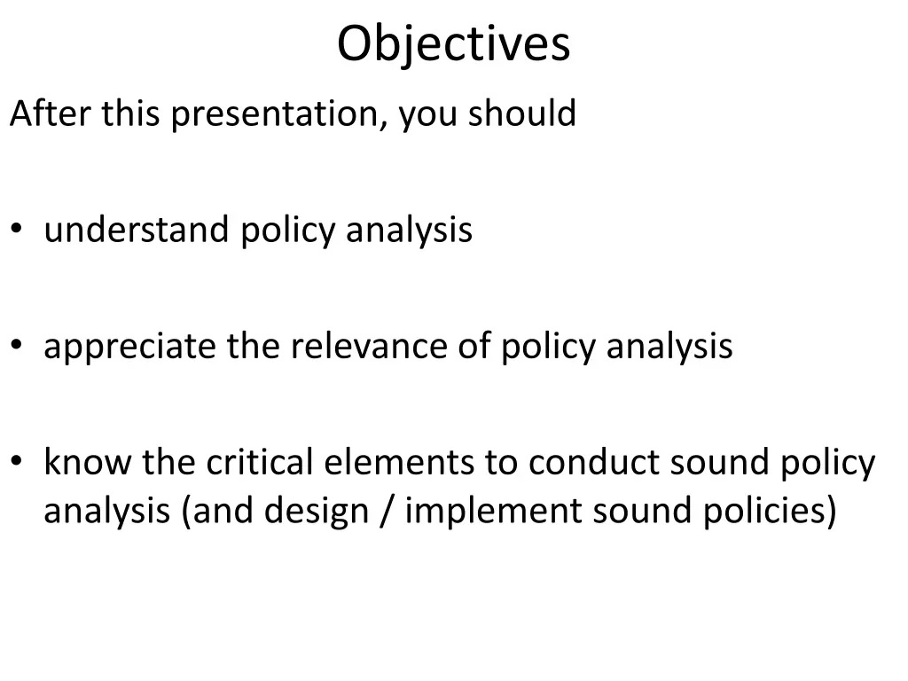 objectives