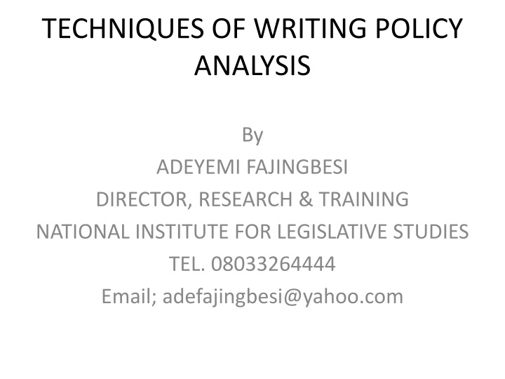 techniques of writing policy analysis