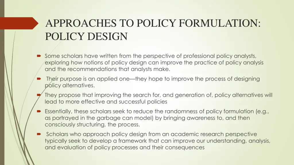 approaches to policy formulation policy design 1