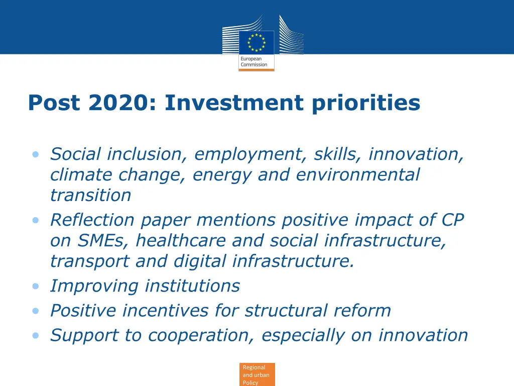 post 2020 investment priorities