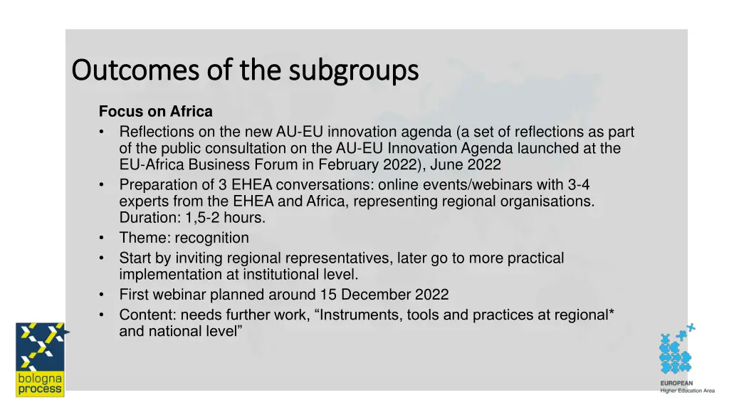 outcomes of the subgroups outcomes 1