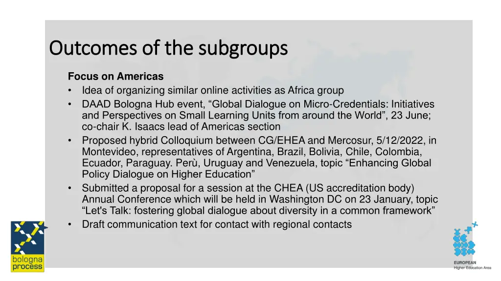 outcomes of the subgroups outcomes 2