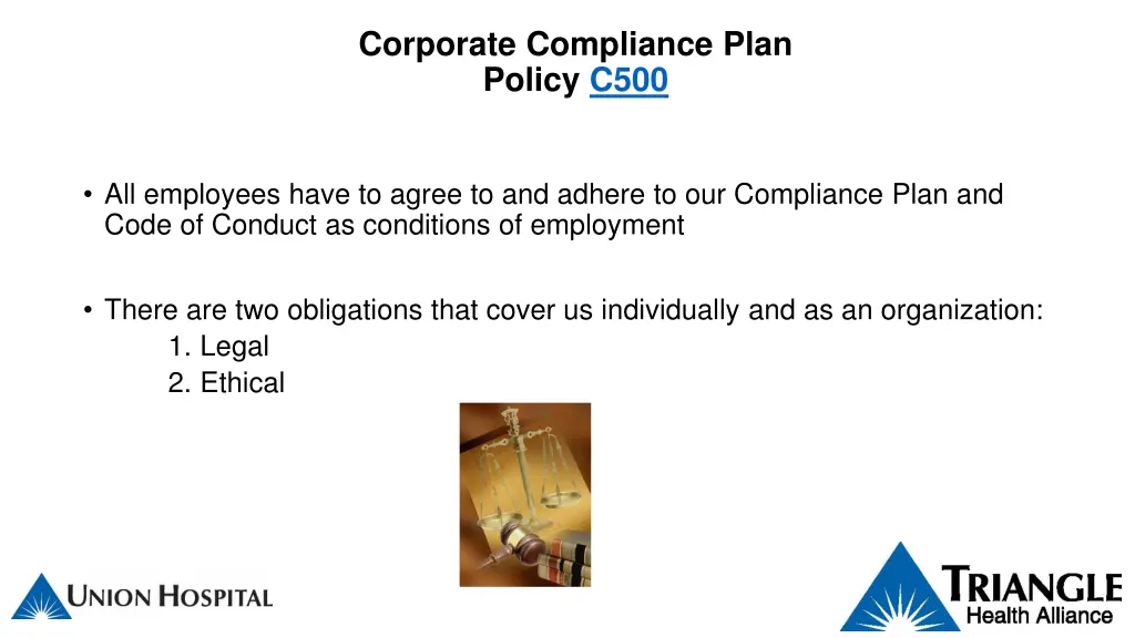 corporate compliance plan policy c500