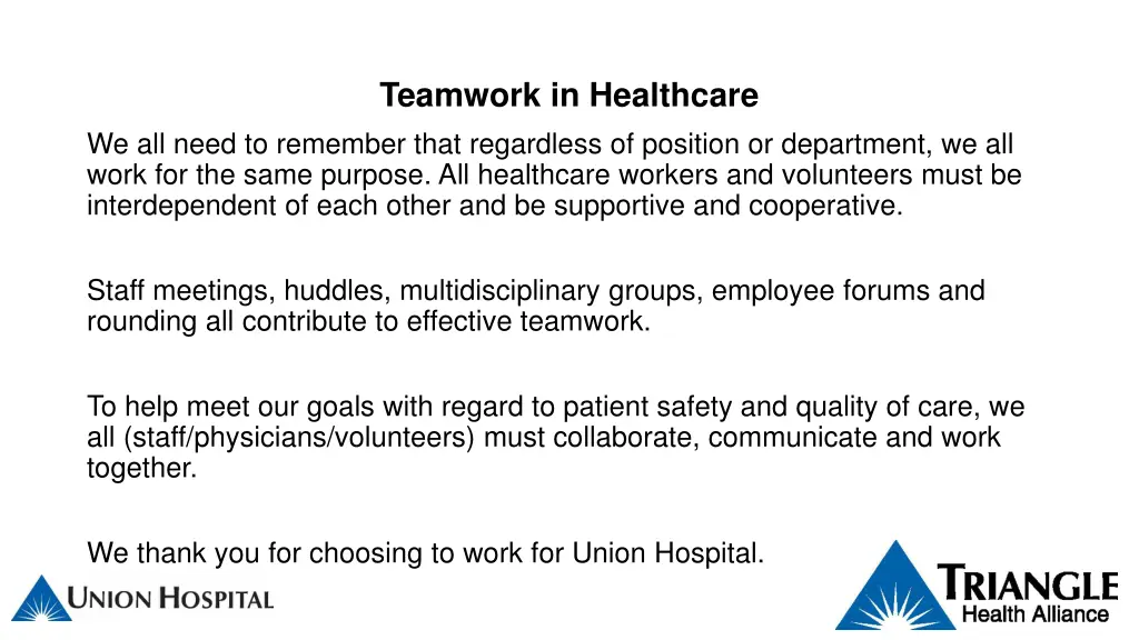 teamwork in healthcare