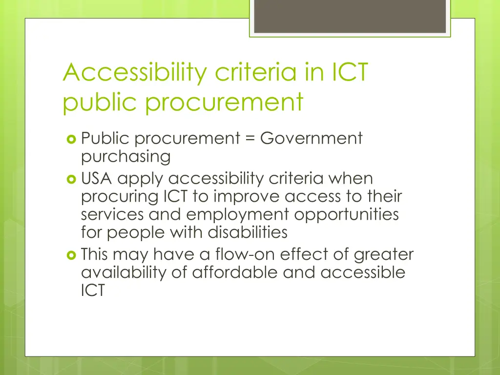 accessibility criteria in ict public procurement