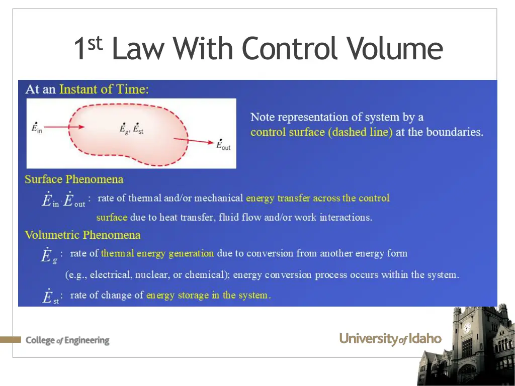 1 st law with control volume