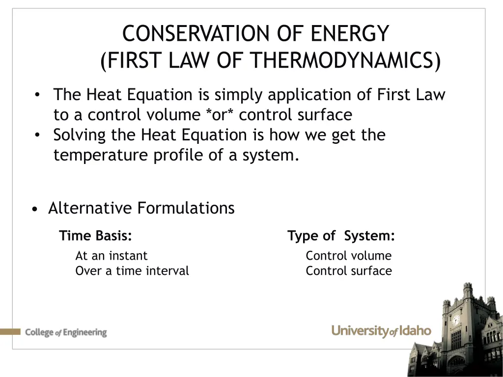 conservation of energy first law of thermodynamics