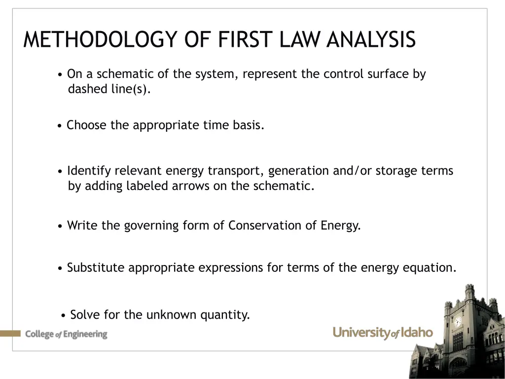 methodology of first law analysis