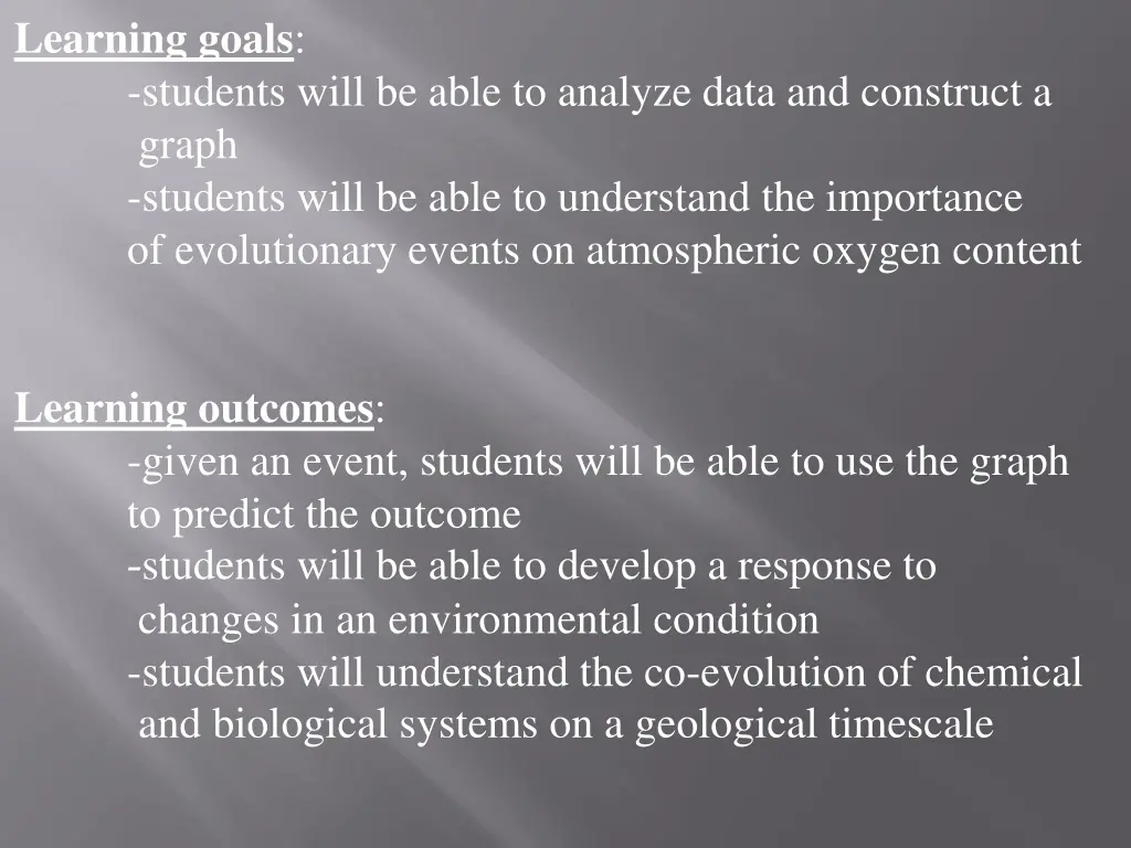 learning goals students will be able to analyze