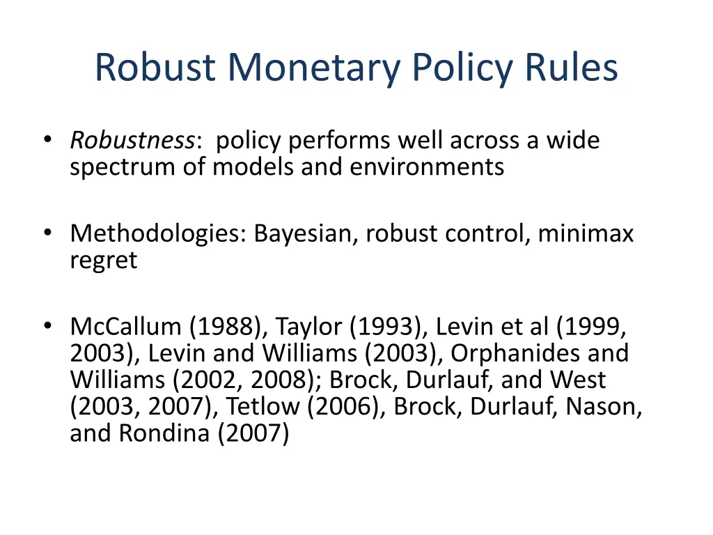 robust monetary policy rules