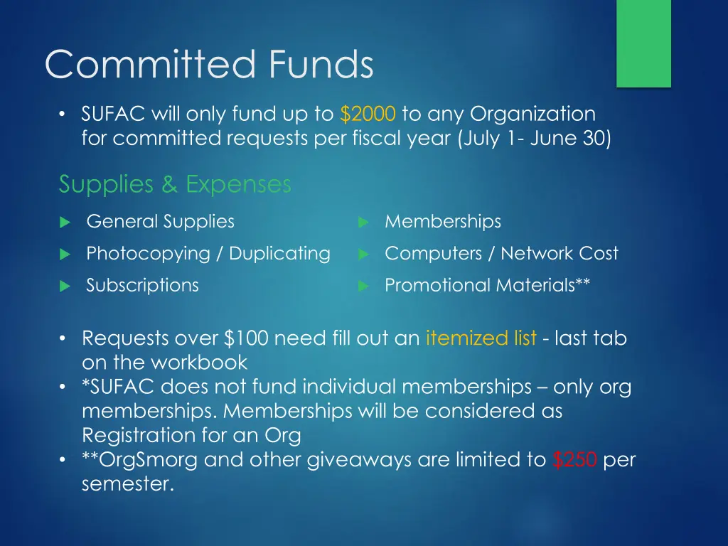 committed funds