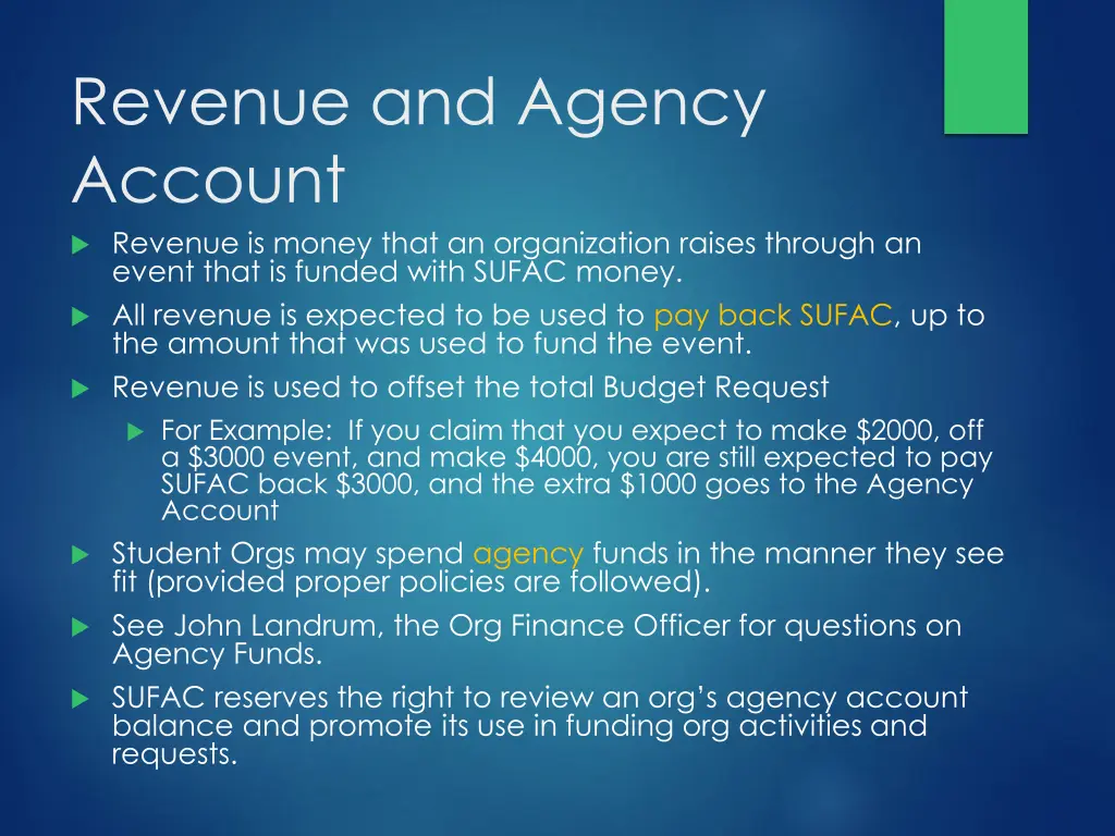 revenue and agency account revenue is money that