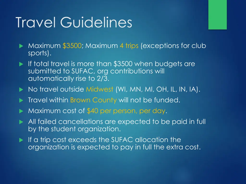 travel guidelines