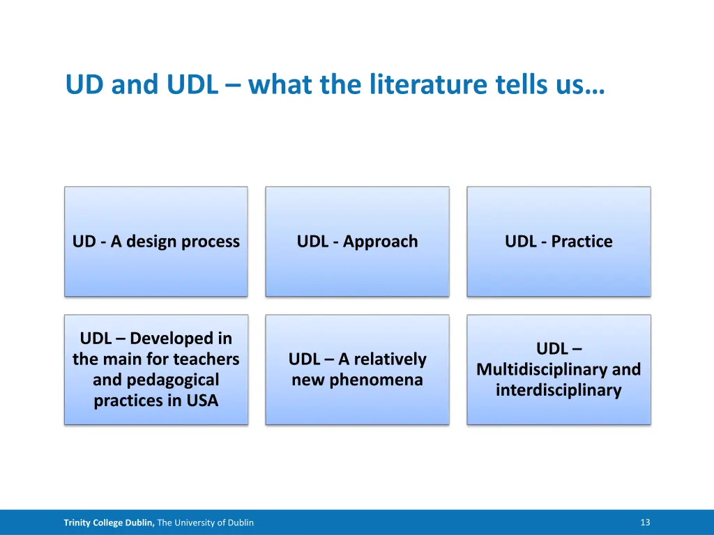 ud and udl what the literature tells us