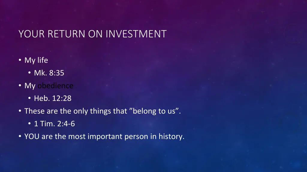 your return on investment