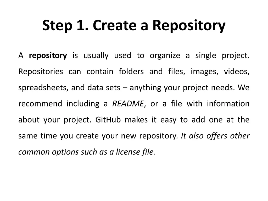 step 1 create a repository