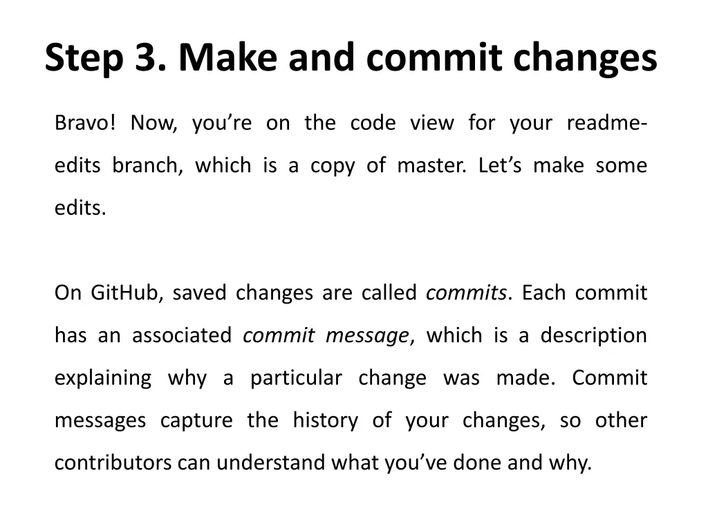 step 3 make and commit changes