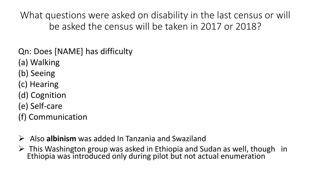 what questions were asked on disability