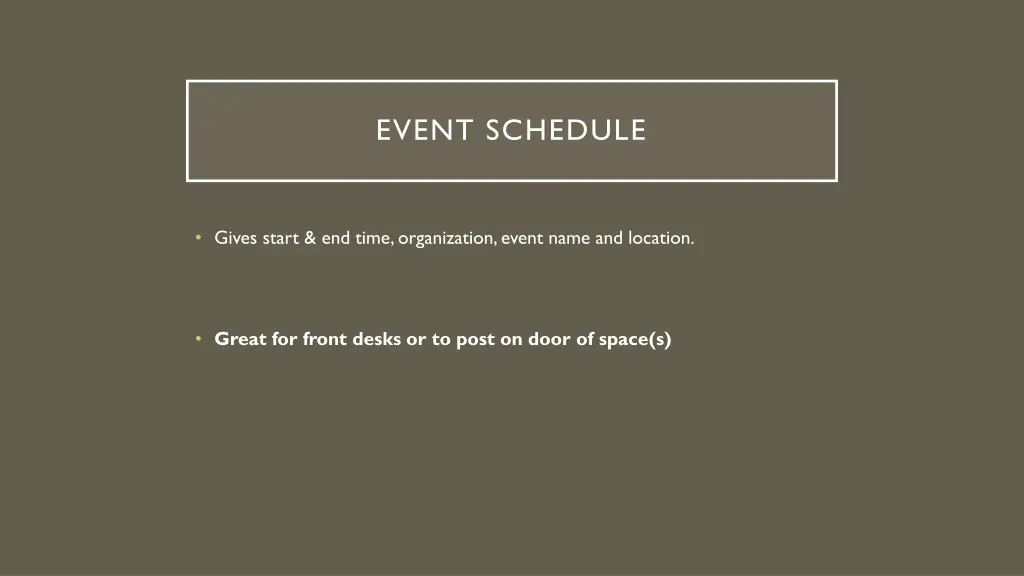 event schedule