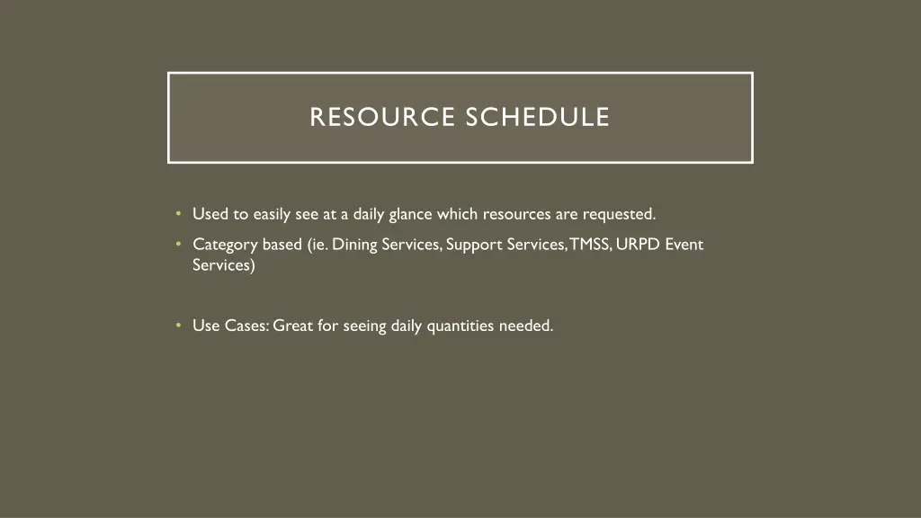 resource schedule