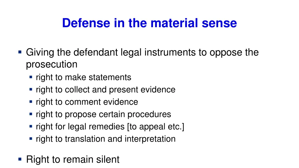 defense in the material sense