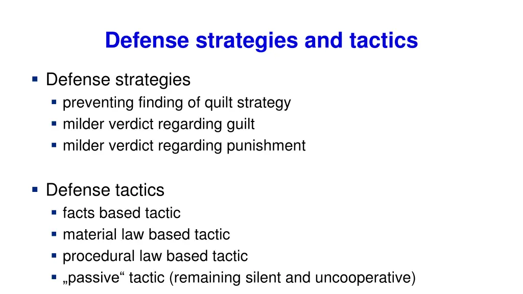 defense strategies and tactics