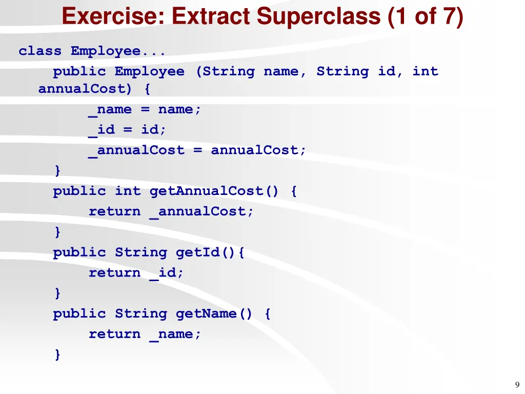 exercise extract superclass 1 of 7