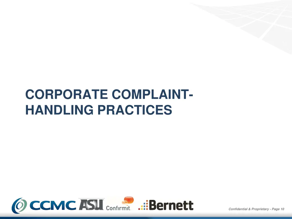 corporate complaint handling practices