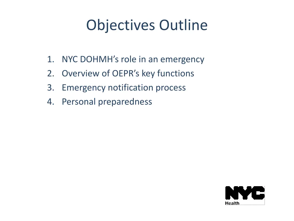 objectives outline