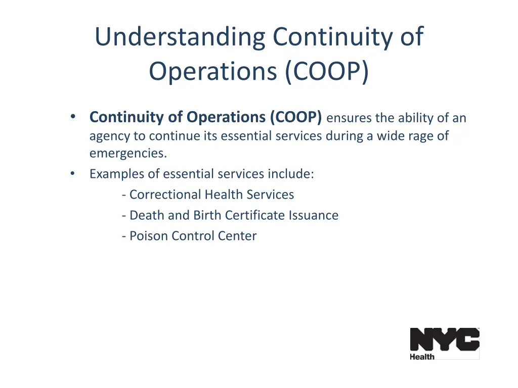 understanding continuity of operations coop