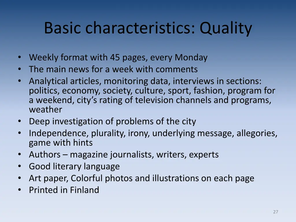 basic characteristics quality